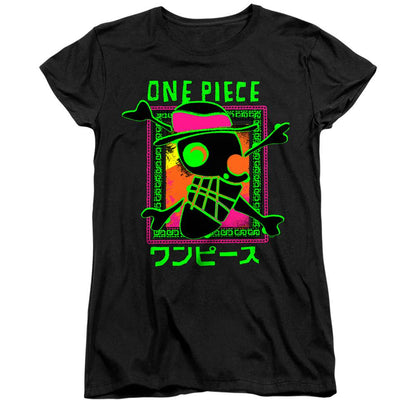 Black - Front - One Piece Womens-Ladies Abstract Logo Fitted T-Shirt