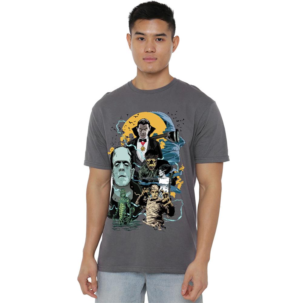 Charcoal - Lifestyle - Universal Monsters Unisex Adult Monster Mash Ringspun Cotton Midweight T-Shirt