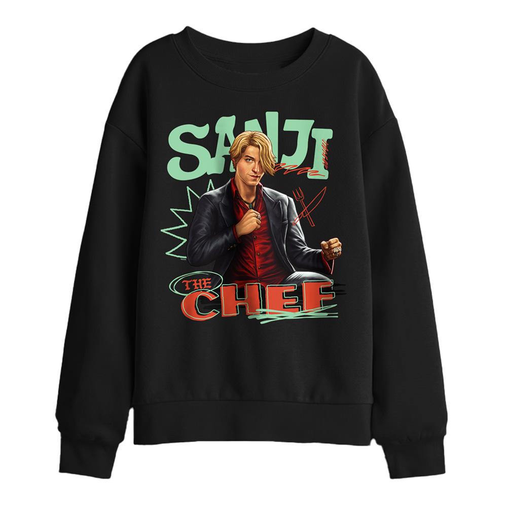 Black - Front - One Piece Childrens-Kids The Chef Sanji Sweatshirt