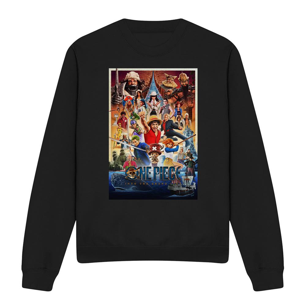 Black - Front - One Piece Unisex Adult Season 2 Midweight Long-Sleeved Sweatshirt