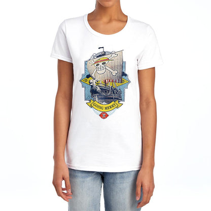 White - Lifestyle - One Piece Womens-Ladies Going Merry Fitted T-Shirt