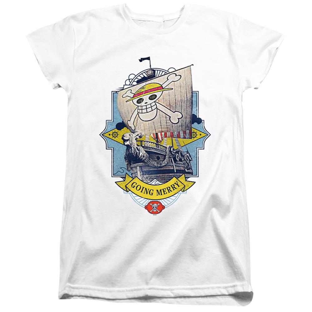 White - Front - One Piece Womens-Ladies Going Merry Fitted T-Shirt