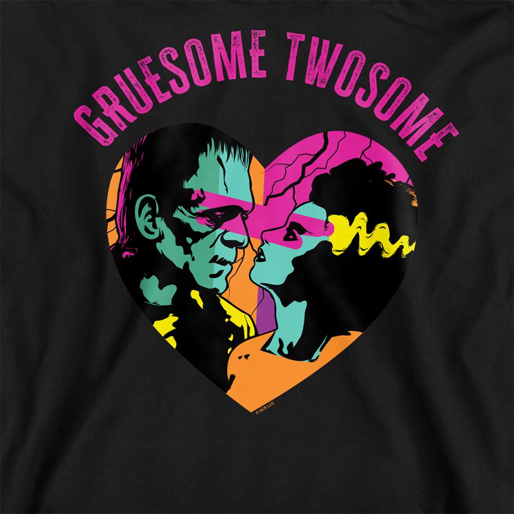 Black - Side - Universal Monsters Unisex Adult Gruesome Twosome Long-Sleeved Valentine`s Day Sweatshirt