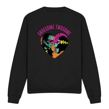 Black - Front - Universal Monsters Unisex Adult Gruesome Twosome Long-Sleeved Valentine`s Day Sweatshirt