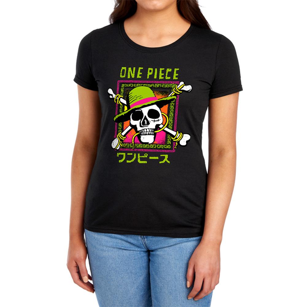 Black - Lifestyle - One Piece Womens-Ladies Colour Logo Ringspun Cotton Fitted T-Shirt
