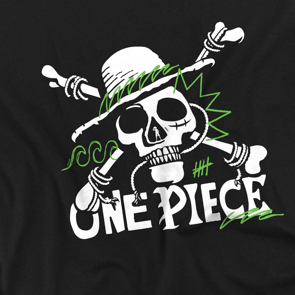 Black - Side - One Piece Childrens-Kids Jolly Roger Logo Sweatshirt