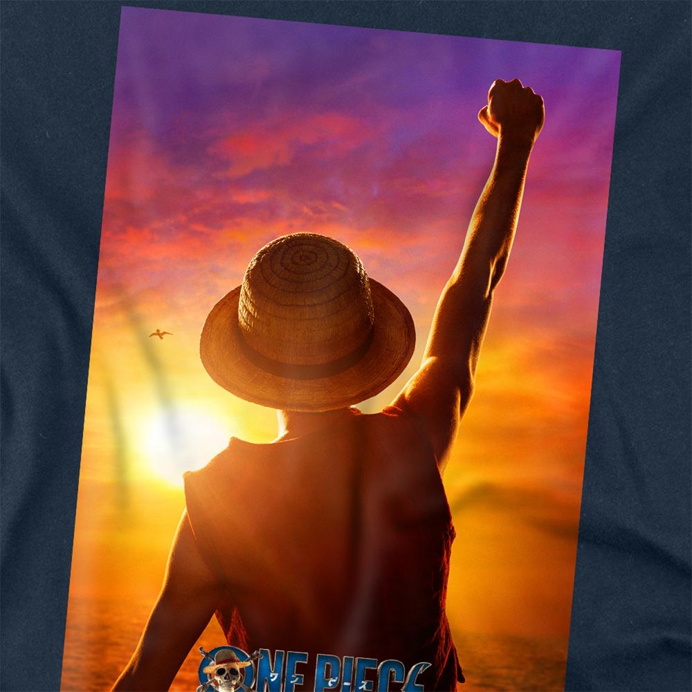 Navy - Side - One Piece Unisex Adult Luffy Sunset Long-Sleeved T-Shirt