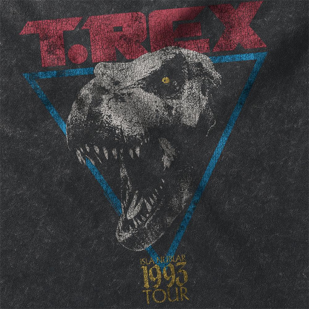 Black - Side - Jurassic Park Unisex Adult T-Rex Vintage Wash T-Shirt