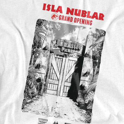 White - Side - Jurassic Park Unisex Adult Grand Opening Ringspun Cotton T-Shirt