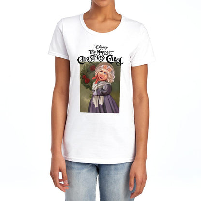 White - Lifestyle - The Muppets Christmas Carol Womens-Ladies Miss Piggy Ringspun Cotton Fitted T-Shirt