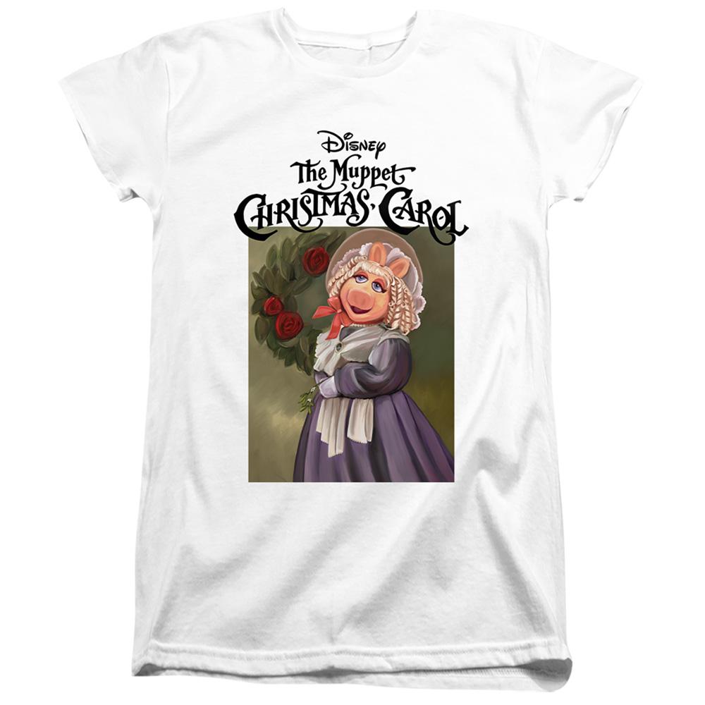 White - Front - The Muppets Christmas Carol Womens-Ladies Miss Piggy Ringspun Cotton Fitted T-Shirt