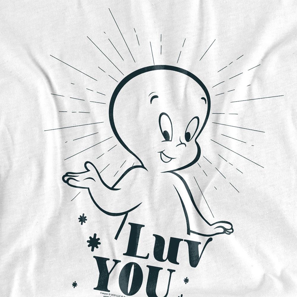 White - Side - Casper Unisex Adult Long-Sleeved Valentine`s Day T-Shirt