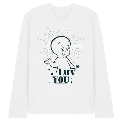 White - Front - Casper Unisex Adult Long-Sleeved Valentine`s Day T-Shirt