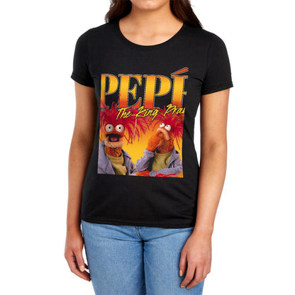 Black - Lifestyle - The Muppets Womens-Ladies Pepe Homage Fitted T-Shirt