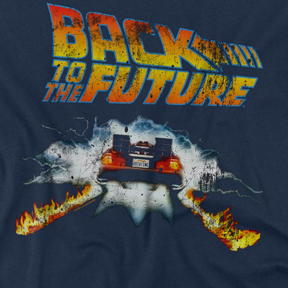 Navy - Side - Back To The Future Unisex Adult Delorean Ringspun Cotton T-Shirt