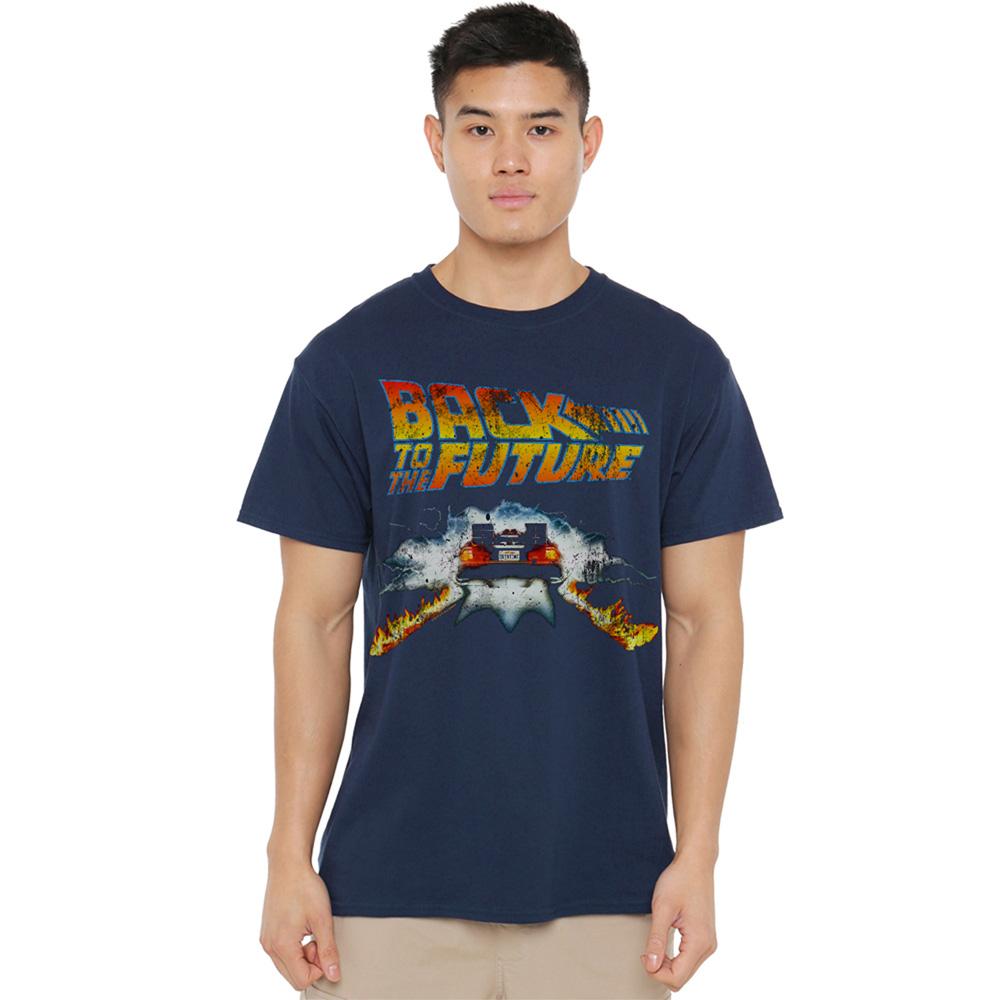 Navy - Lifestyle - Back To The Future Unisex Adult Delorean Ringspun Cotton T-Shirt