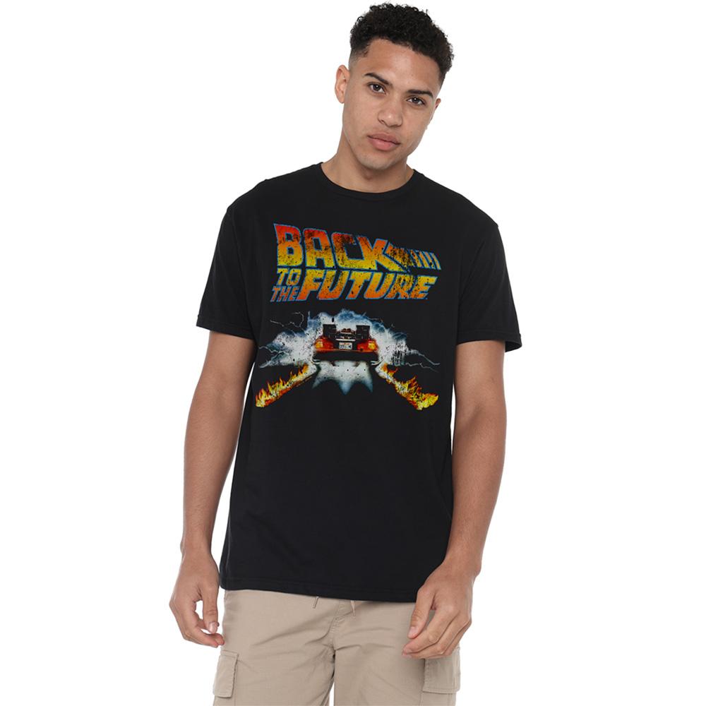 Black - Lifestyle - Back To The Future Unisex Adult Delorean Ringspun Cotton T-Shirt