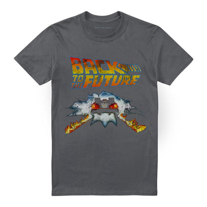 Charcoal - Front - Back To The Future Unisex Adult Delorean Ringspun Cotton T-Shirt