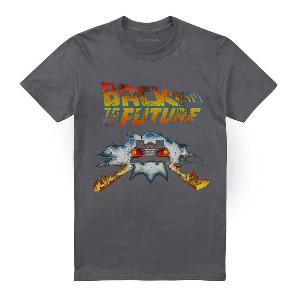 Charcoal - Front - Back To The Future Unisex Adult Delorean Ringspun Cotton T-Shirt