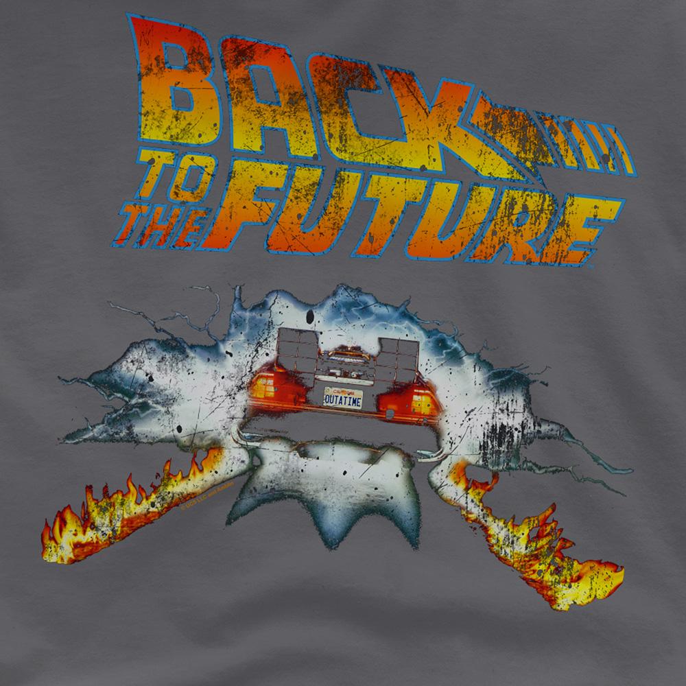 Charcoal - Side - Back To The Future Unisex Adult Delorean Ringspun Cotton T-Shirt