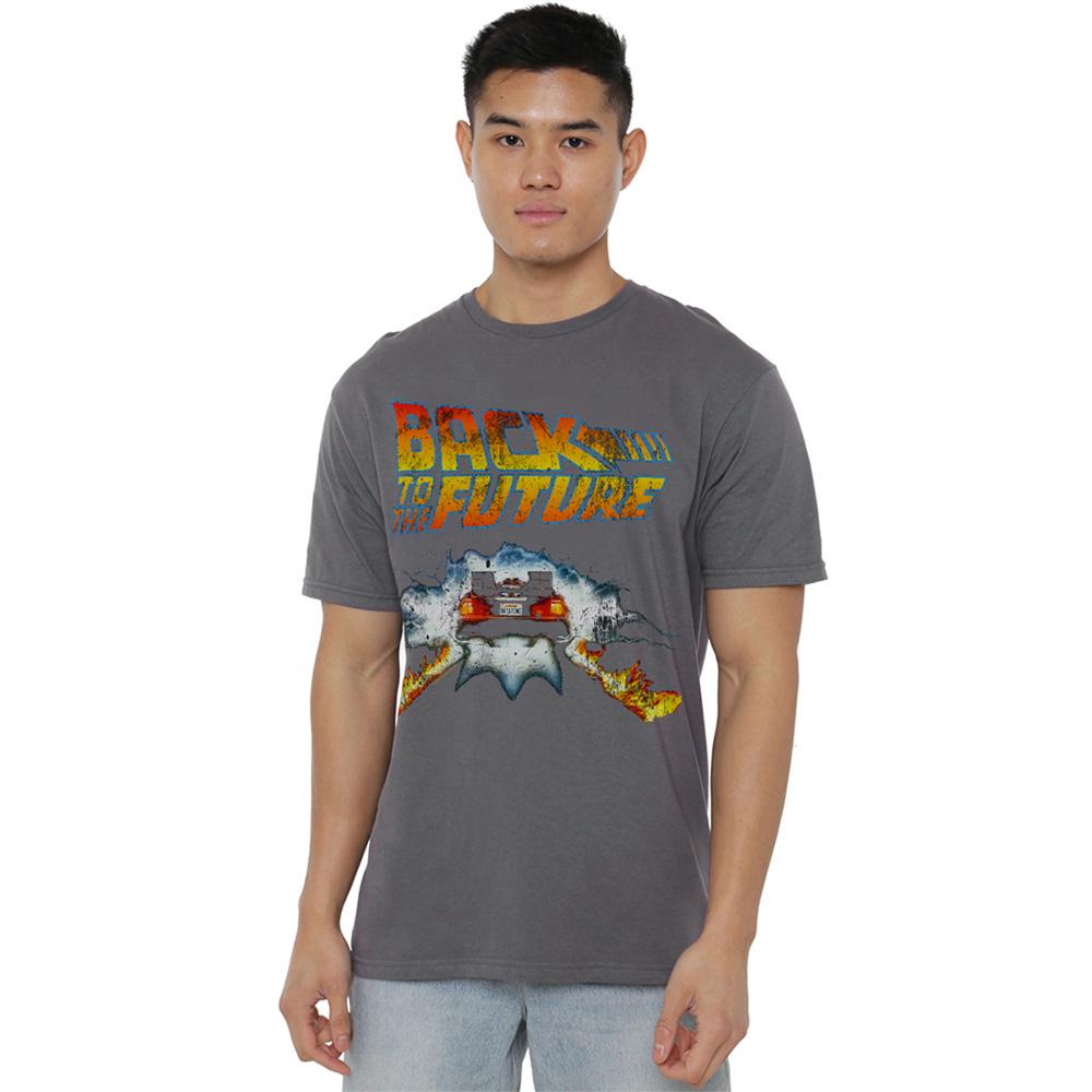 Charcoal - Lifestyle - Back To The Future Unisex Adult Delorean Ringspun Cotton T-Shirt