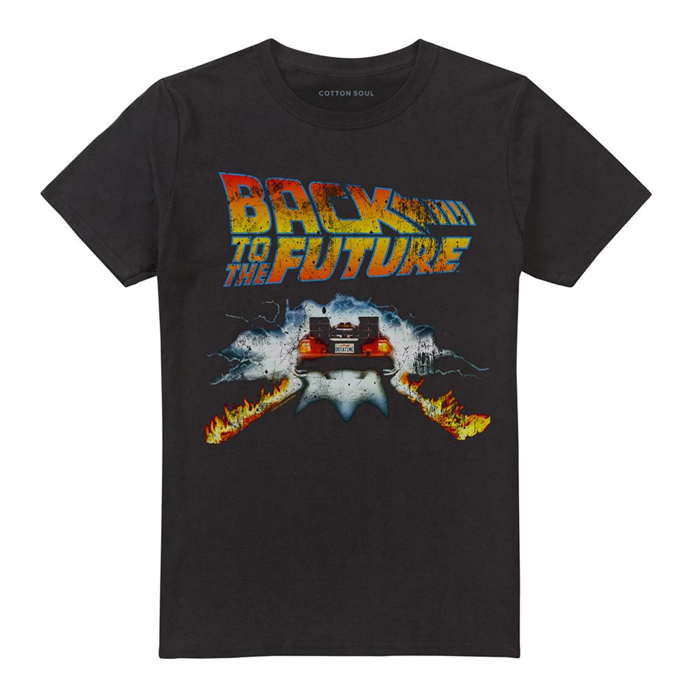 Black - Front - Back To The Future Unisex Adult Delorean Ringspun Cotton T-Shirt