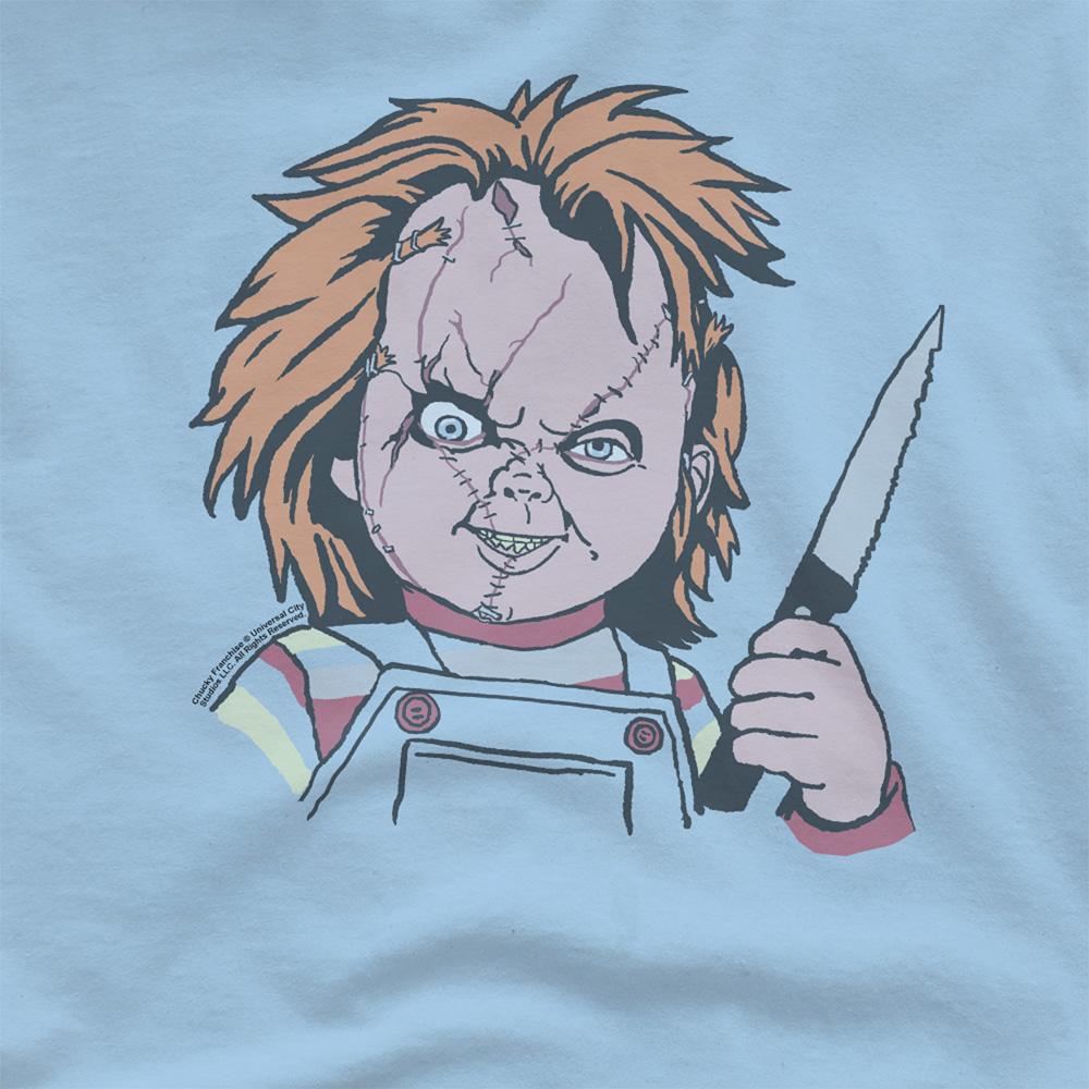 Light Blue - Side - Chucky Unisex Adult Knife Ringspun Cotton T-Shirt