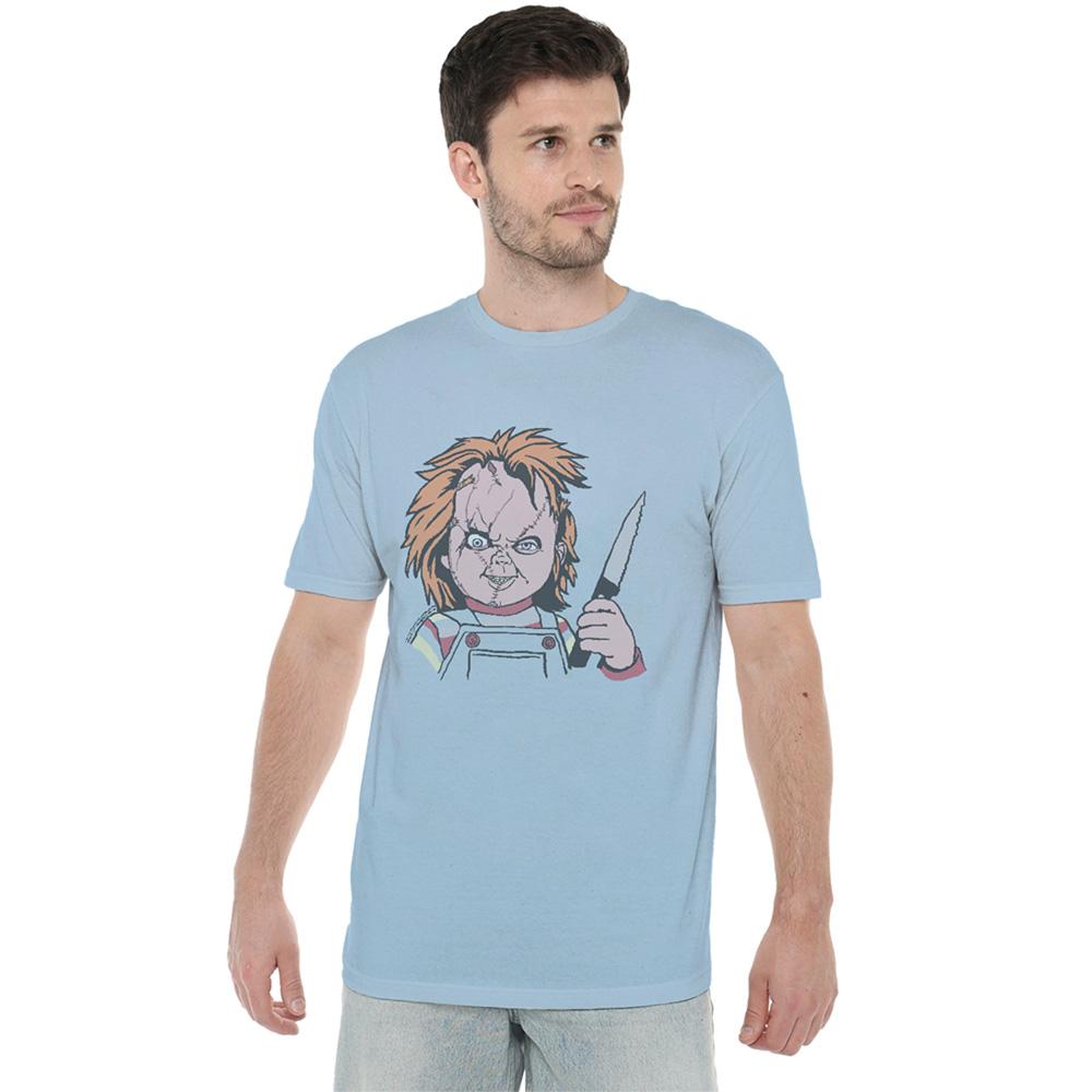 Light Blue - Lifestyle - Chucky Unisex Adult Knife Ringspun Cotton T-Shirt