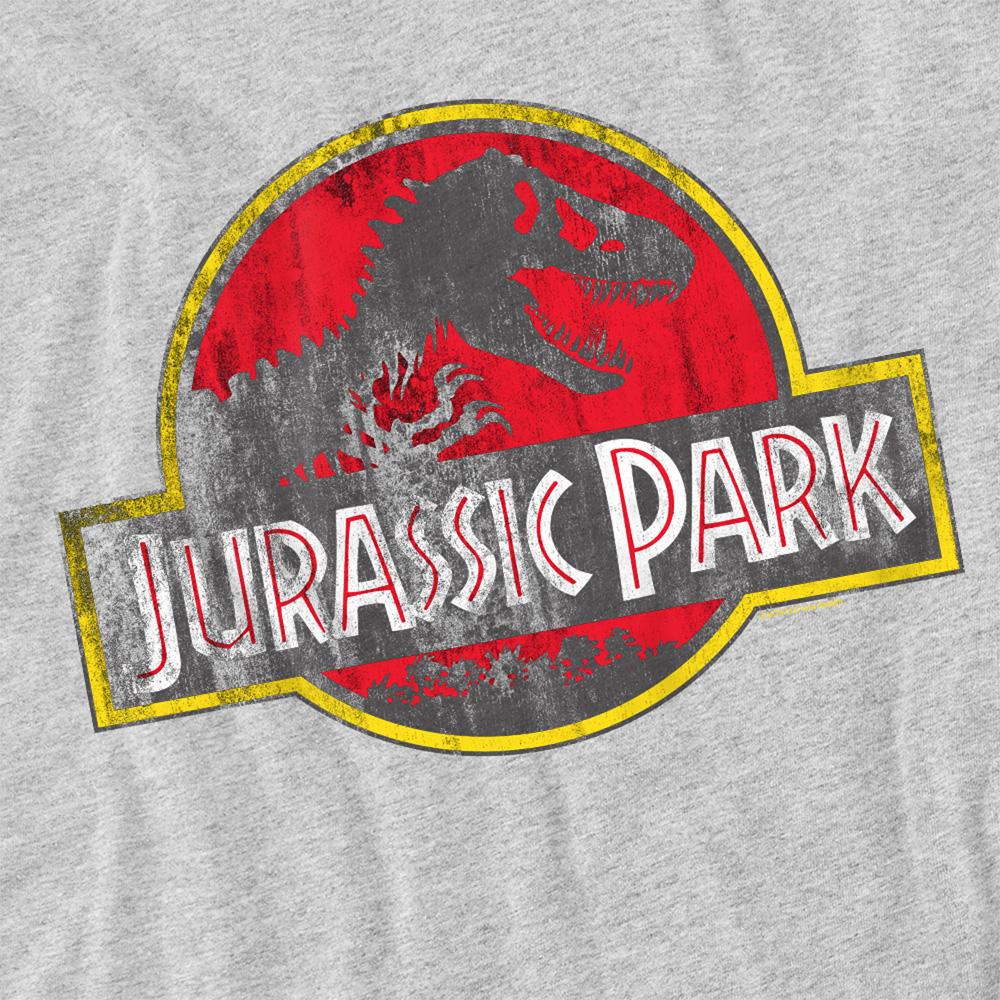 Athletic Heather - Side - Jurassic Park Unisex Adult Distressed Logo Ringspun Cotton T-Shirt