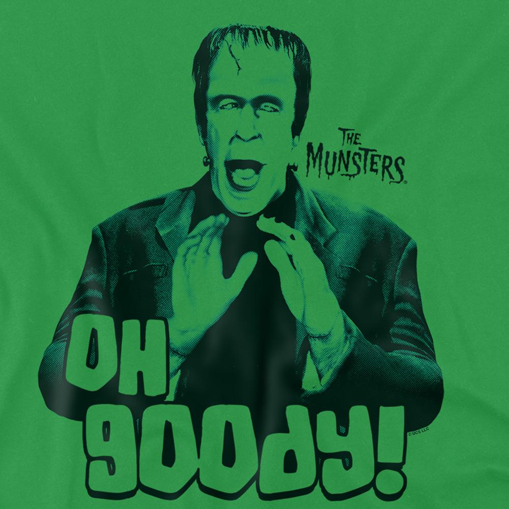Kelly Green - Side - The Munsters Unisex Adult Herman Oh Goody Ringspun Cotton T-Shirt