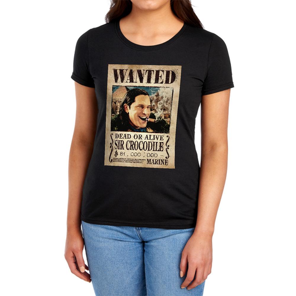 Black - Lifestyle - One Piece Womens-Ladies Wanted Poster Fitted T-Shirt