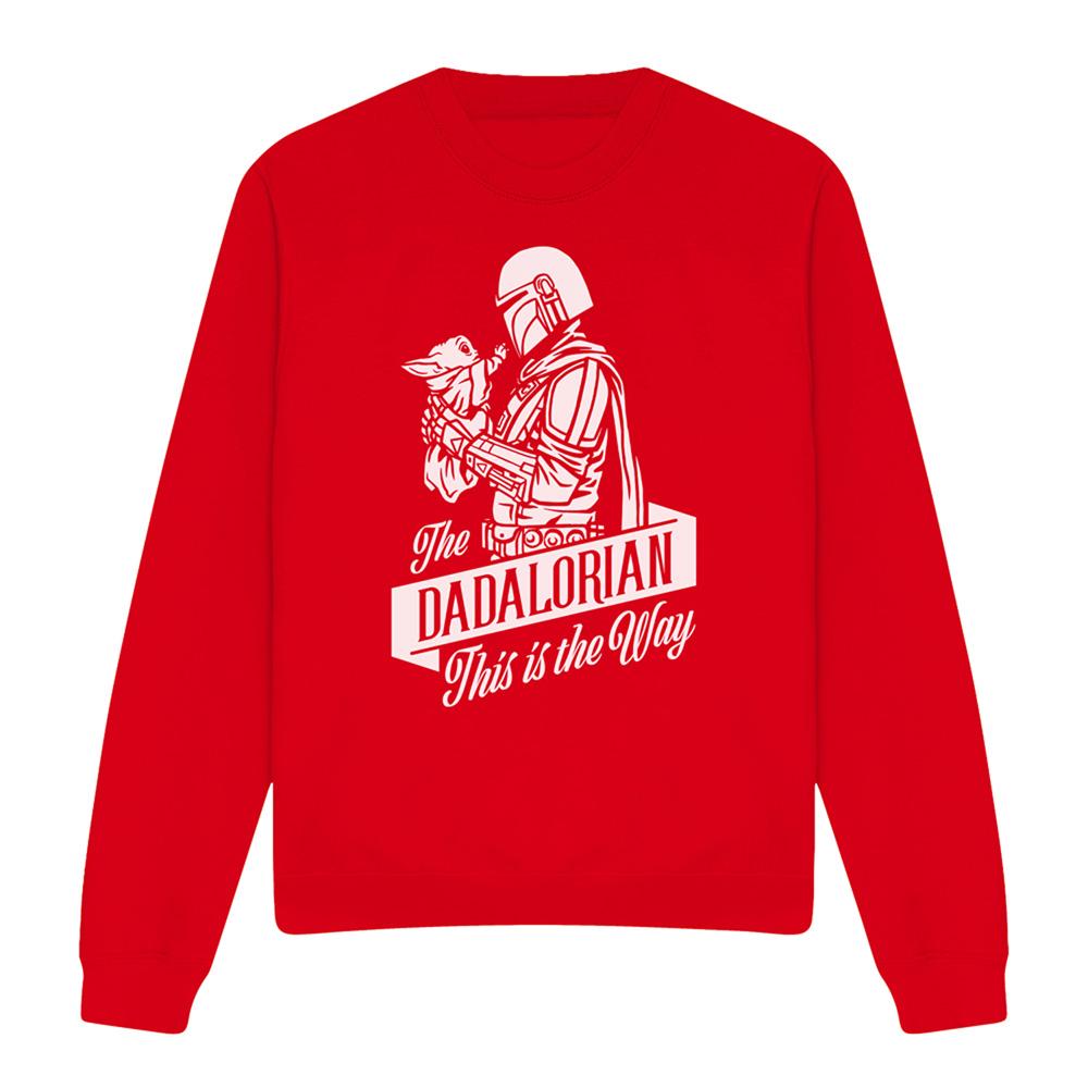 Red - Front - Star Wars: The Mandalorian Unisex Adult Dadalorian Fathers Day Sweatshirt