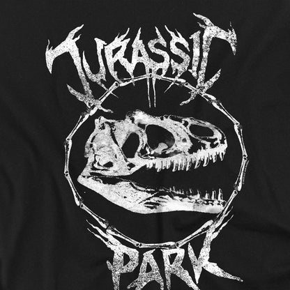 Black - Side - Jurassic Park Unisex Adult Skull Ringspun Cotton T-Shirt
