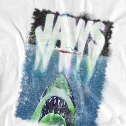 White - Side - Jaws Unisex Adult Ringspun Cotton Acid Wash 50th T-Shirt