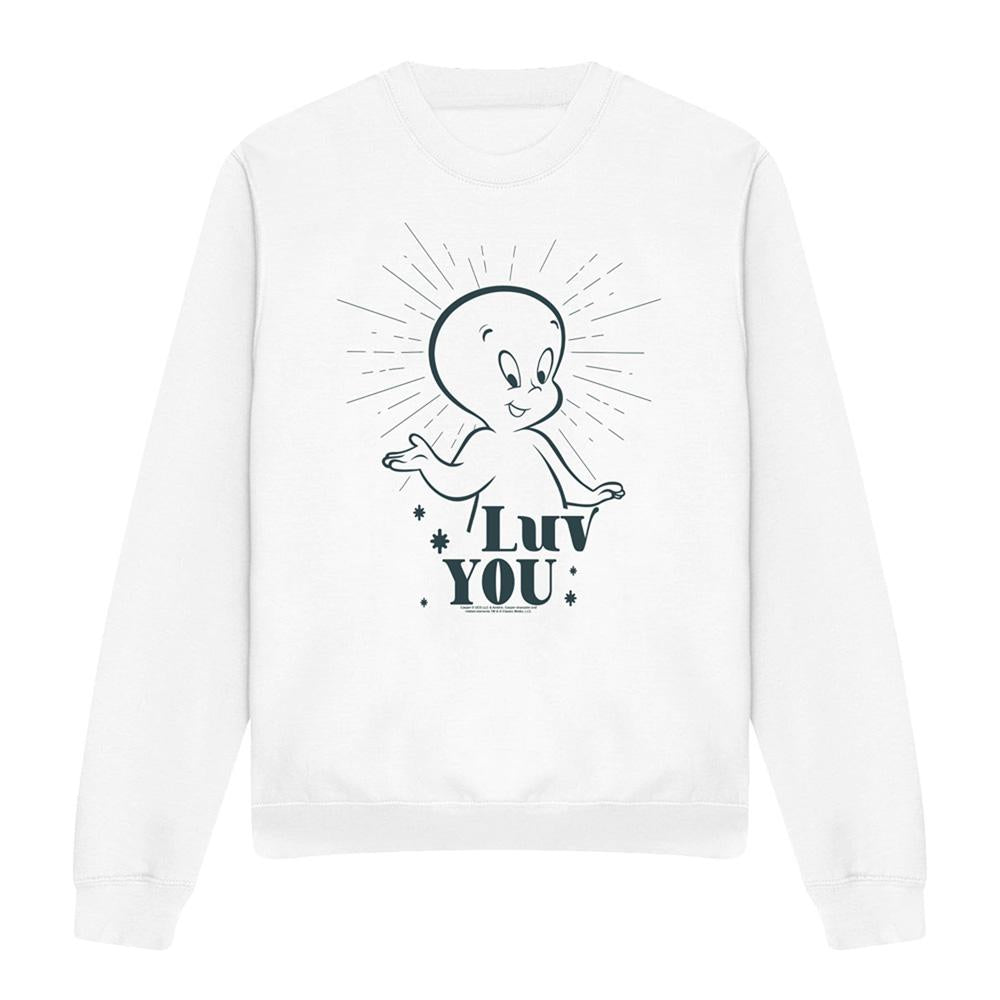 White - Front - Casper Unisex Adult Luv You Lots Long-Sleeved Sweatshirt