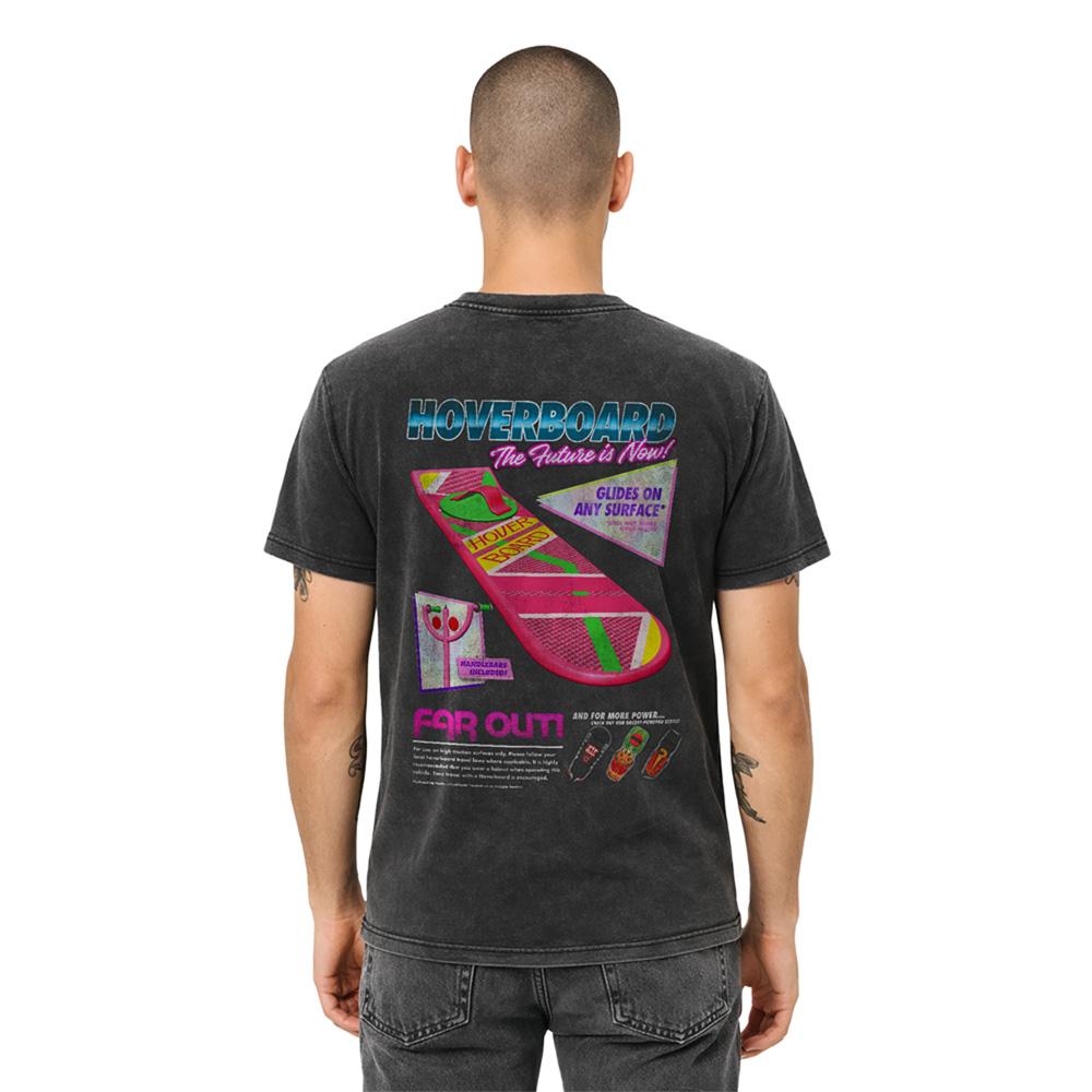 Black - Pack Shot - Back To The Future Unisex Adult Hoverboard Advert Ringspun Cotton T-Shirt