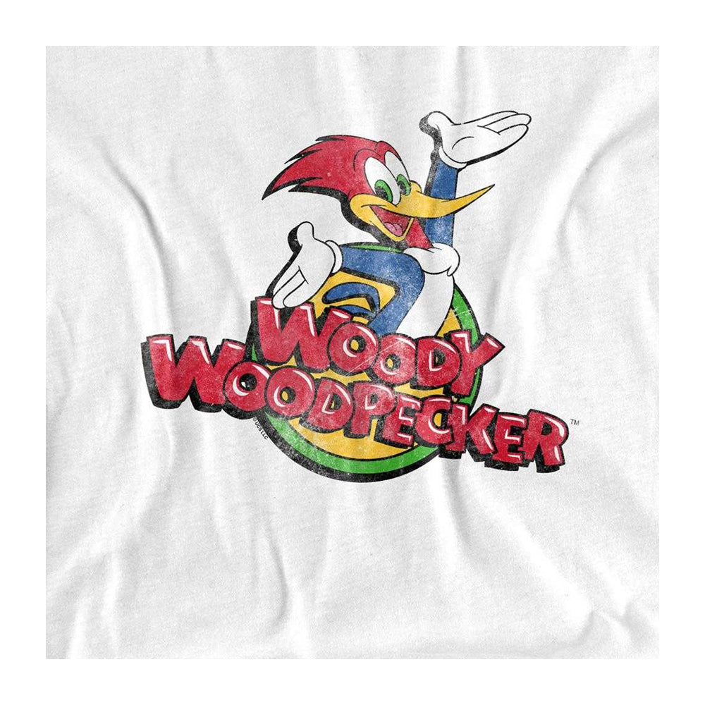 White - Side - Woody Woodpecker Unisex Adult Logo Short-Sleeved T-Shirt
