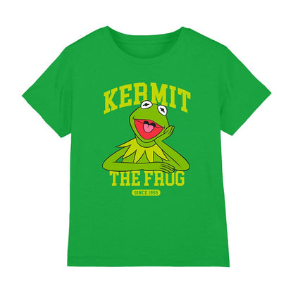 Kelly Green - Front - The Muppets Childrens-Kids Kermit Collegic T-Shirt