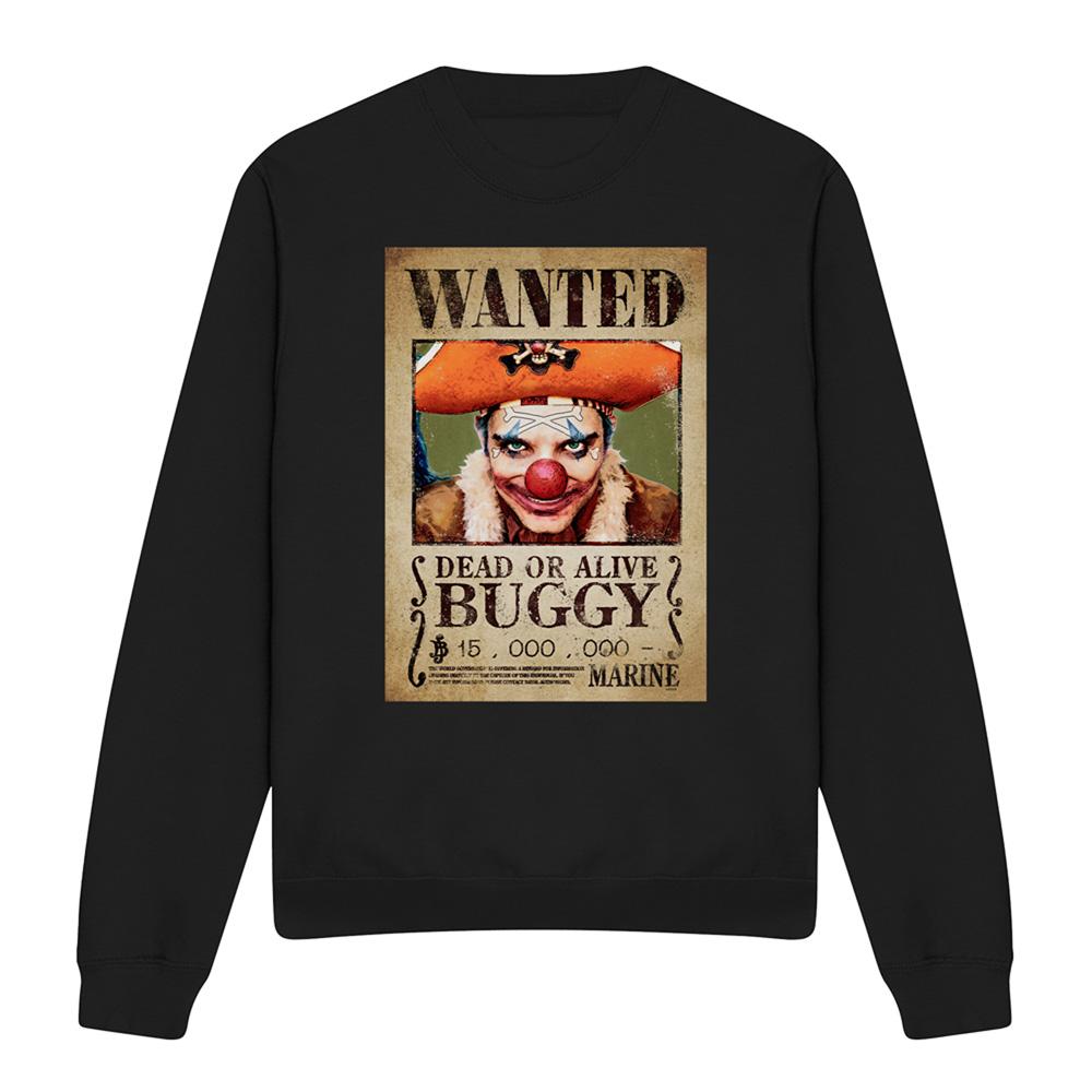 Black - Front - One Piece Unisex Adult Buggy the Clown Long-Sleeved Sweatshirt