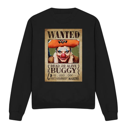 Black - Front - One Piece Unisex Adult Buggy the Clown Long-Sleeved Sweatshirt