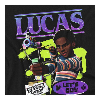 Black - Side - Stranger Things: Tales from ´85 Womens-Ladies Lucas Stranger Things Fitted T-Shirt