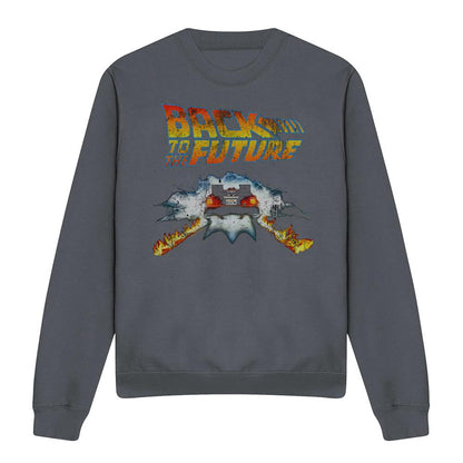 Charcoal - Front - Back To The Future Unisex Adult Delorean Sweatshirt