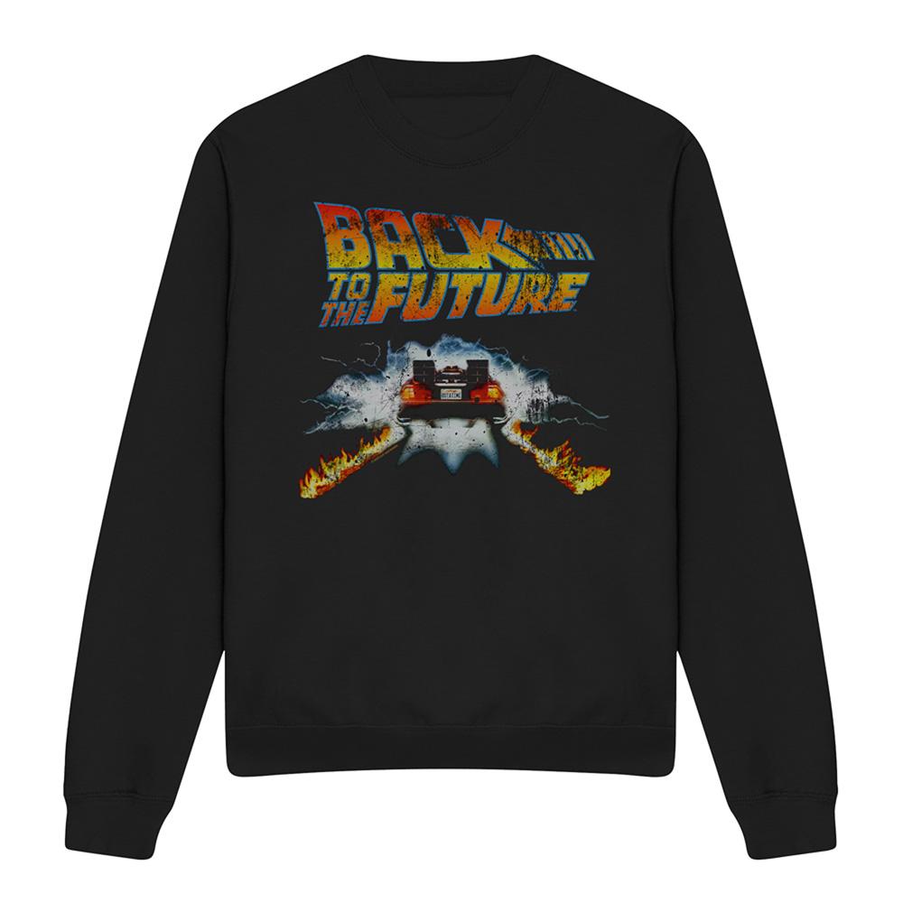 Black - Front - Back To The Future Unisex Adult Delorean Sweatshirt