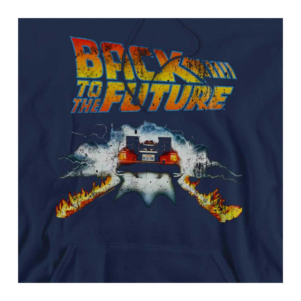 Navy - Side - Back To The Future Unisex Adult Delorean Hoodie