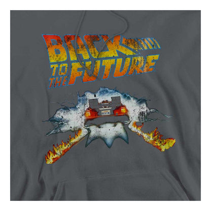Charcoal - Side - Back To The Future Unisex Adult Delorean Hoodie