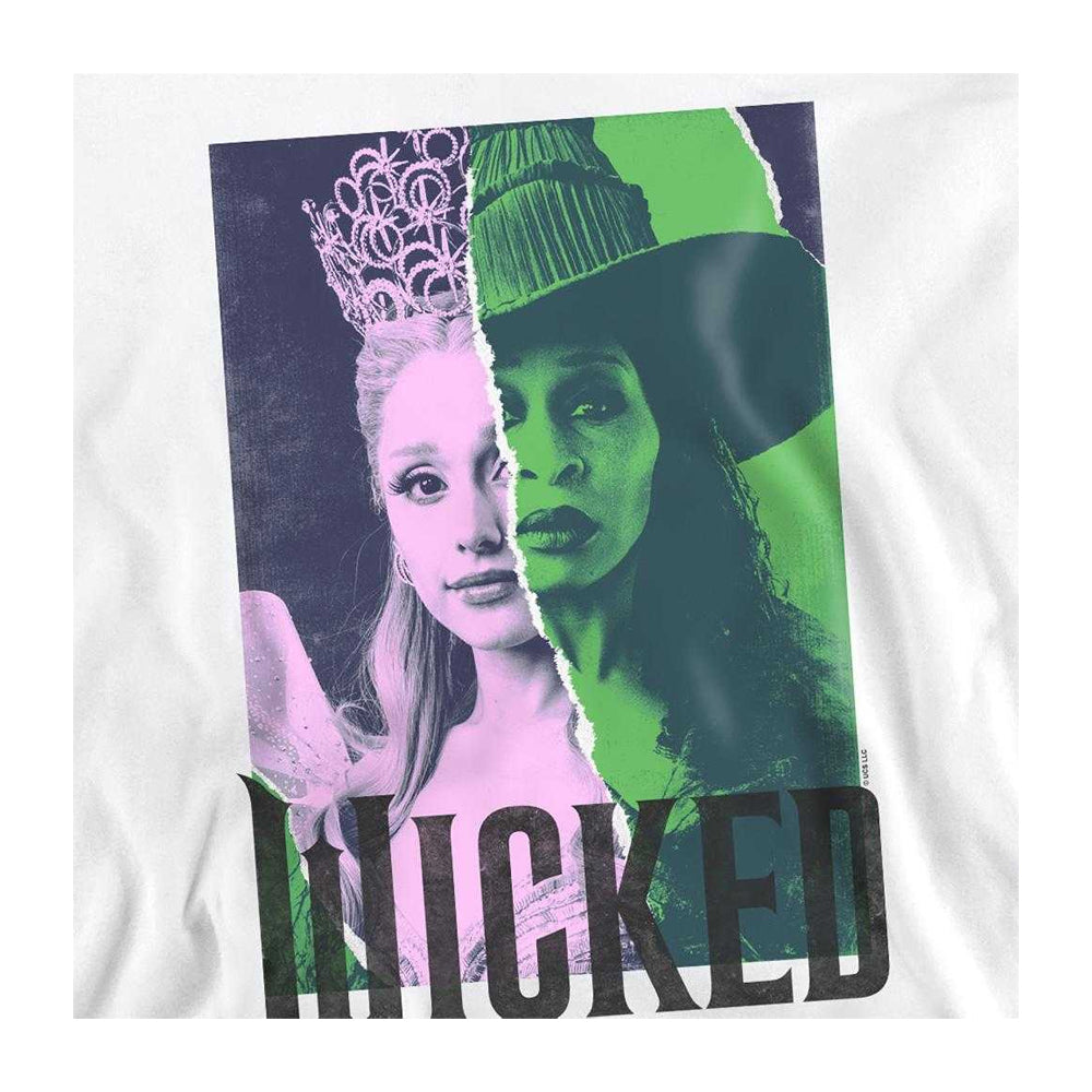 White - Side - Wicked: For Good Unisex Adult Elphaba and Glinda Torn Sweatshirt