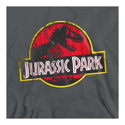 Charcoal - Side - Jurassic Park Unisex Adult Distressed Logo Hoodie