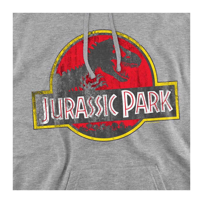 Athletic Heather - Side - Jurassic Park Unisex Adult Distressed Logo Hoodie