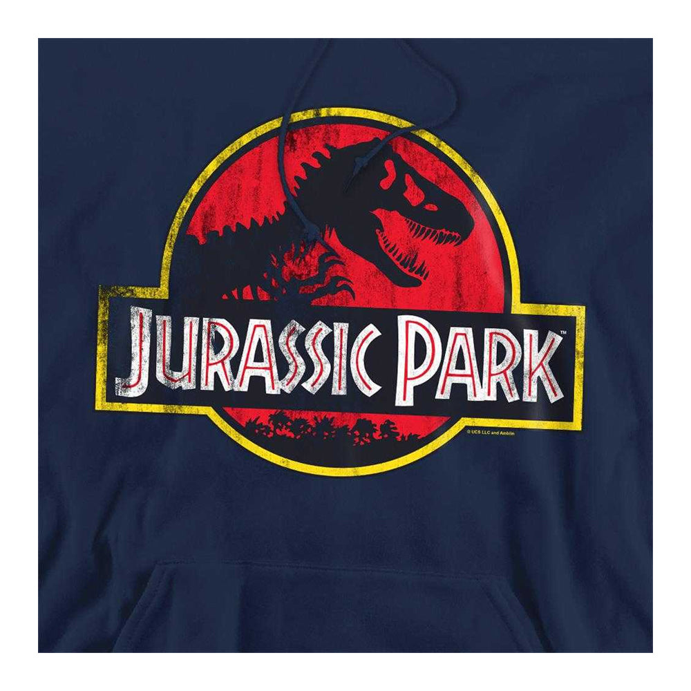 Navy - Side - Jurassic Park Unisex Adult Distressed Logo Hoodie