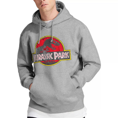 Athletic Heather - Lifestyle - Jurassic Park Unisex Adult Distressed Logo Hoodie
